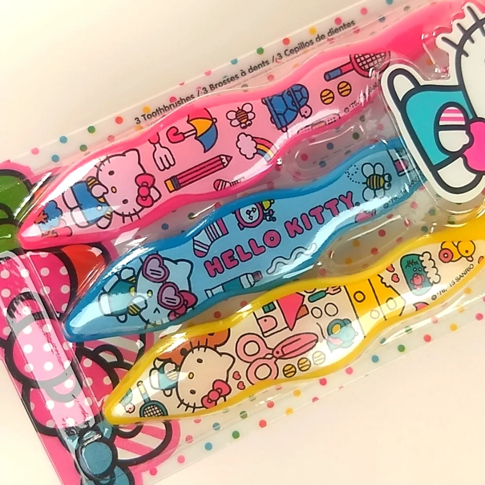 SANRIO Hello Kitty Set of 3 Child's Soft Toothbrushes by Firefly, Factor…